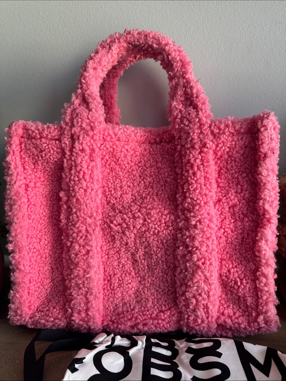 Marc Jacobs Medium Pink Plush Teddy Tote Bag AND Small Tan plush teddy tote bag - Picture 3 of 12